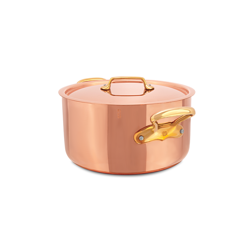 Mauviel | M'Heritage M'200 B, 6.1-qt Stewpan with Lid, Brass Handles