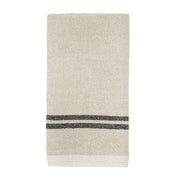 Caravan Home | Vintage Linen Natural & Black Towels, featuring handmade craftsmanship with dark stripes, ideal for adding rustic elegance to dining settings.