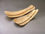 Petermans Boards and Bowls Inc. - SMALL SPALTED MAPLE SALAD TOSSERS (9 PAIR), handcrafted from upcycled maple logs, featuring elegant, slightly bowed design with unique spalted lines.