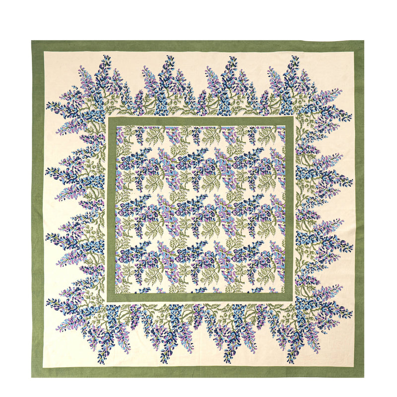 Couleur Nature | Wisteria Blue & Green | Tablecloth: 71"x71"