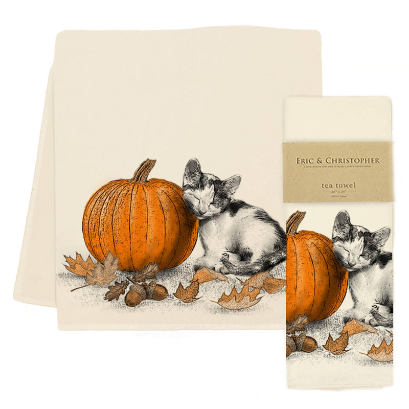 Eric & Christopher - Kitten Pumpkin Tea Towel - "Kiki".