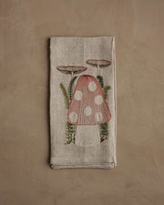 Coral & Tusk - Mushroom Tea Towel features embroidered mushrooms and ferns, adding whimsy to your kitchen decor. Perfect for culinary enthusiasts in Athens Cooks.