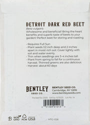 Bentley Seed Co. - Beets-Detroit Dark Red 1892 packet showcasing planting instructions and beneficial details for home gardening, ideal for Athens Cooks' garden enthusiasts.