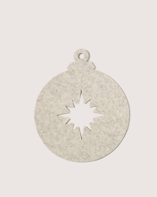 Graf Lantz - Merino Wool Bauble Trivet - Heather White, featuring an eight-pointed star cutout, ideal for festive table settings and protecting surfaces from heat.