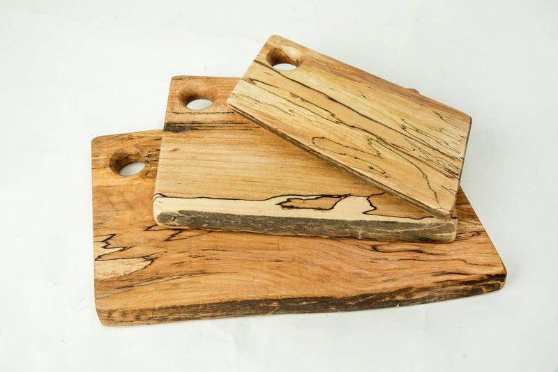 Petermans Boards and Bowls Inc. - 21 Spalted Maple Rectangular Cutting Board, showcasing artisanal craftsmanship with distinctive spalted lines, ideal for cutting or serving.