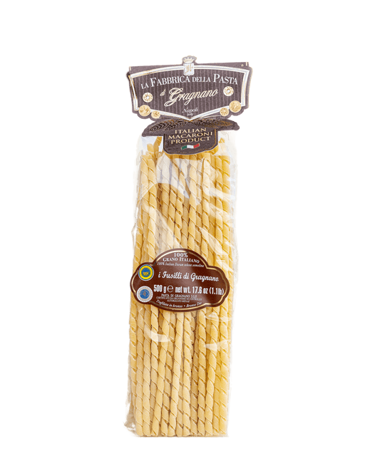 Zia Pia - Fusilli Di Gragnano by La Fabbrica della Pasta, 500g package of twisted Italian pasta, crafted from 100% Italian durum wheat for authentic culinary experiences.