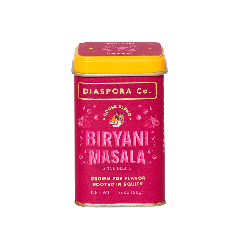 Diaspora Co. Spices - Biryani Masala in a 190g Chef Tin, a premium spice blend for creating flavorful biryani, sourced from sustainable farms.