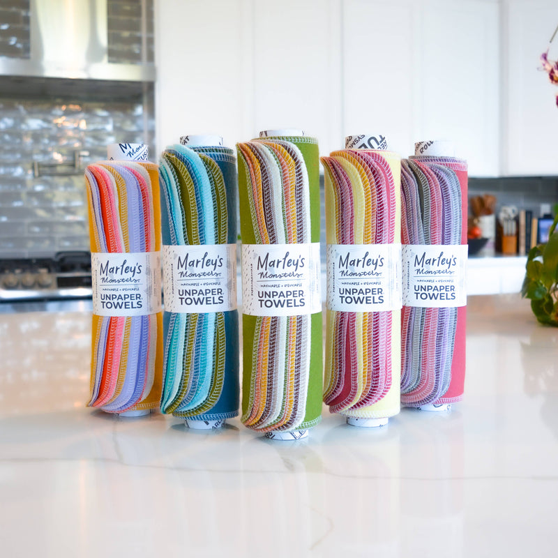 Marley's Monsters | UNpaper® Towels in Specialty Colors - Terra Firma, 24-pack. Eco-friendly, reusable towels ideal for sustainable cleaning, perfect for kitchens.