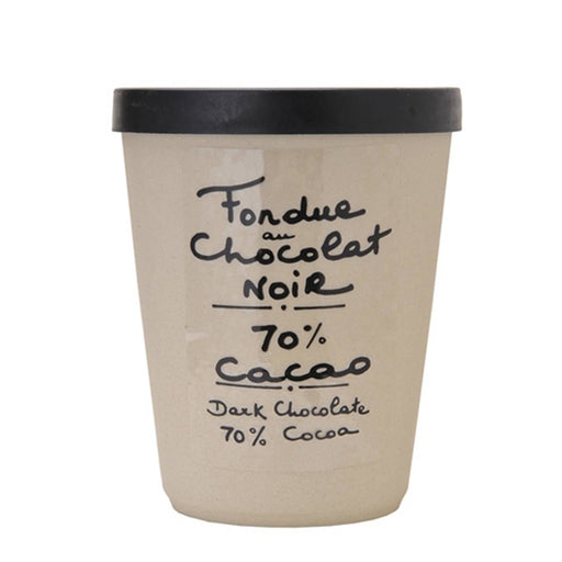 The French Farm - Aux Anysetiers du Roy Dark Chocolate Fondue 7oz, a stoneware pot of 70% dark chocolate fondue, ideal for pairing with seasonal fruits.