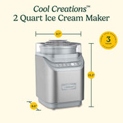 Cuisinart | Cool Creations 2 Quart Ice Cream Maker features a brushed metal finish with digital LCD timer, perfect for quick homemade frozen desserts.