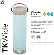 Klean Kanteen 20oz TKWide Insulated Water Bottle with Twist Cap, featuring a black handle and sleek design. Ideal for versatile hydration needs.