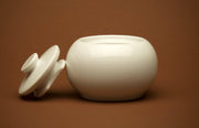 Pillivuyt Sancerre Covered Sugar Bowl, heirloom-quality white ceramic with a sleek lid, perfect for elegant tablescapes.