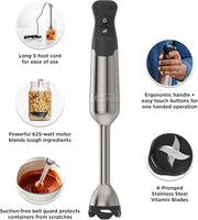Vitamix | Immersion Blender Bundle with 625-watt motor, shown with attachments and a jar of cashew nuts, ideal for versatile kitchen tasks.