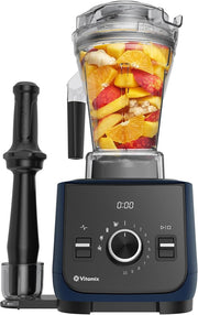 Vitamix | Ascent X2 Midnight Blue blender filled with assorted fruits, showcasing its 48-ounce container and intuitive interface, ideal for versatile kitchen blending.