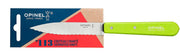 Opinel | Essential Birdsbeak Vegetable Knife with a bright green handle and scalloped-edge stainless-steel blade, ideal for precise fruit and vegetable preparation.