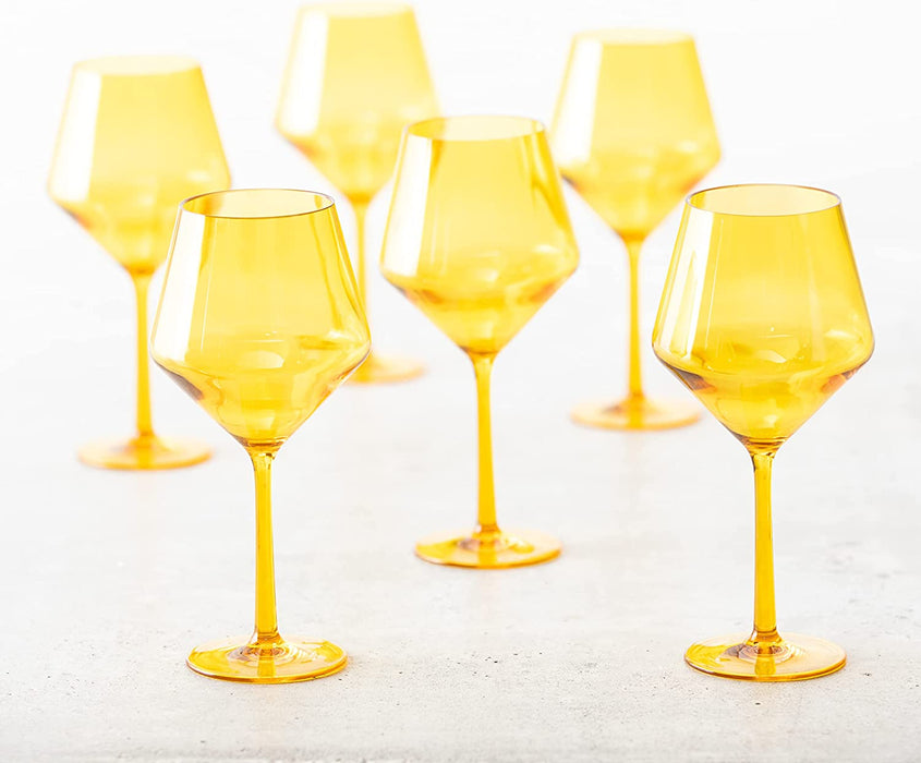 Yellow Shatterproof Floating Wine Glasses For Pool 15oz 2pc