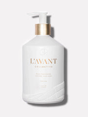 L'AVANT Collective - Fresh Linen High Performing Dish Soap in a sleek white bottle, ideal for elevating kitchen aesthetics with plant-based, reusable solutions.