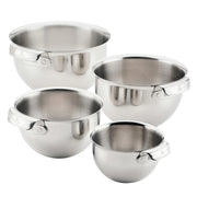 Hestan 4-piece Stainless Steel Mixing Bowl Set, featuring 1.5qt, 3.0qt, 4.75qt, and 7.0qt sizes, perfect for versatile kitchen use.