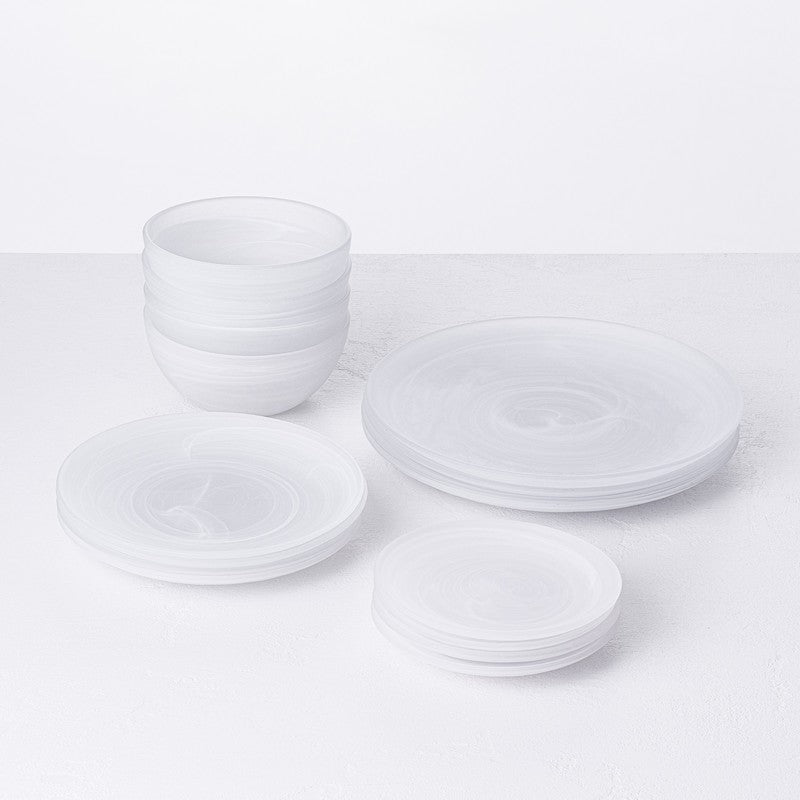 Fortessa | La Jolla White 10.5 Dinner Plate, featured in a stack of white ceramic dinnerware, emphasizing its elegant design for sophisticated dining.