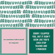 Drinks on Me - NAPKIN Talk To Self: Double-sided cocktail napkin with humorous phrases, ideal for parties and gifts, available at Athens Cooks kitchen store.