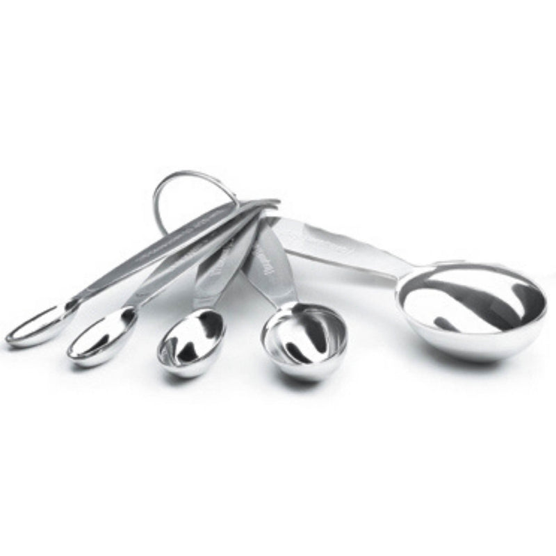 Cuisipro RECEIVE ONLY Measuring Cup & Spoon Set SS featuring a group of silver measuring spoons, perfect for precise cooking, available at Athens Cooks.