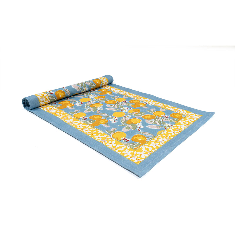 Couleur Nature | Citron Blue & Yellow Runner : 16" x 90"