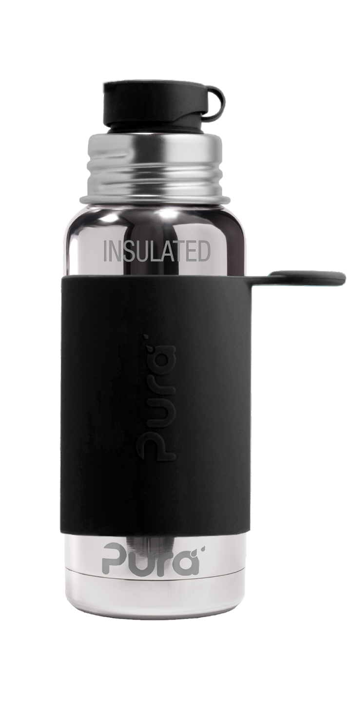 PURA STAINLESS | Big Mouth® Sport 16oz Insulated Bottle, Pink Swirl sleeve