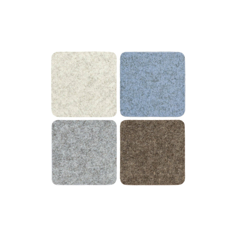 Graf Lantz - Bierfilzl Merino Wool Felt Square Coaster Multi 4 Pack: Cobblestone, featuring hand-cut, thick wool felt coasters in modern, refined design for home decor protection.
