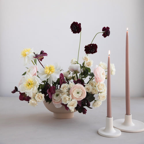 The Floral Society | Candle Holders, Wide, Smoke