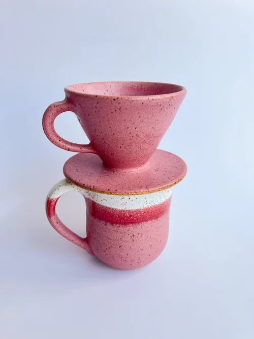 RachaelPots | Coffee Pour Over Cone W/Handle, Pink