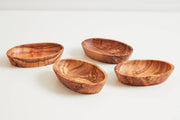 Verve Culture - Italian Olivewood Aperitivo Bowls: Set of 4 hand-crafted, richly grained olive wood bowls, perfect for serving appetizers, reflecting Italian craftsmanship.