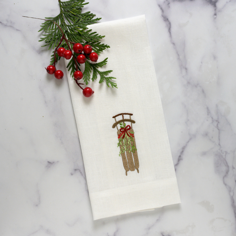 Arte Italica & Crown Linen Designs | Christmas Sled Tea Towel