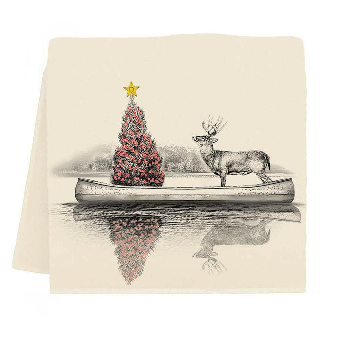 Eric & Christopher - Reindeer in Canoe Tea Towel.