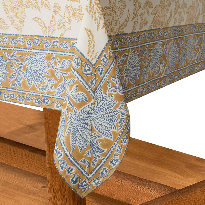 Couleur Nature - Chloe Blue & Brown Tablecloth: 71" x 71"