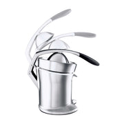 Breville | Citrus Press Pro, a stainless-steel lever-action juicer, features a finned conical reamer for efficient citrus juice extraction with a built-in strainer and spout.