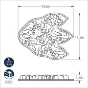 Nordic Ware | Dinosaur Cakelet Pan: Cast aluminum mold for baking 8 dinosaur-shaped muffins or cakes, featuring nonstick coating for easy release.