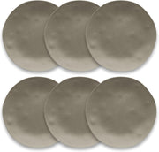 Set of six TarHong | Planta Matte Dinner Plates with organic edges and a matte dune finish, crafted from durable plant-based materials for versatile dining.