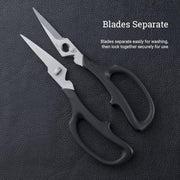 Shun | Shear Set, 2-Piece, featuring detachable blades for easy cleaning, laid on textured surface; ideal for versatile kitchen tasks like cutting herbs and lobster shells.