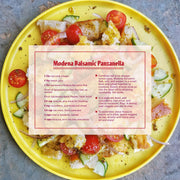 Spicewalla | Grill & Roast Gift Collection features a Modena Balsamic Panzanella recipe card, showcasing the versatile flavors for enhancing grilled and roasted dishes.