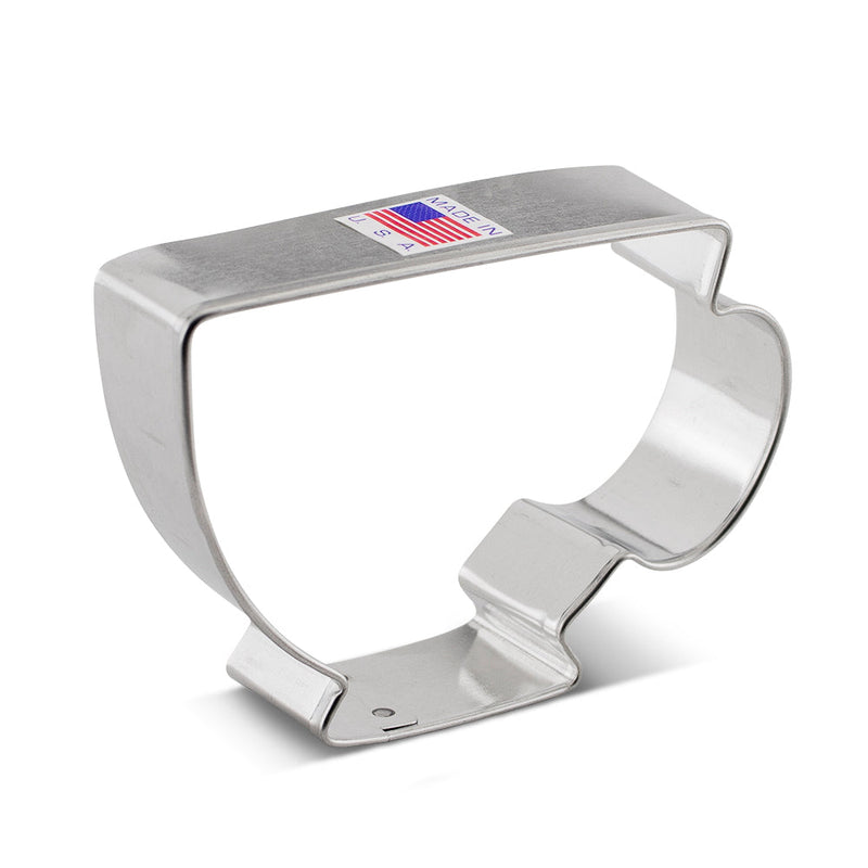 Ann Clark | Cookie Cutters - Tea Cup: A detailed metal cookie cutter with a side sticker, ideal for enhancing any baking project.