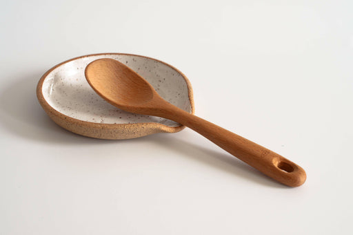Handmade RachaelPots yellow spoon rest, 4.5 diameter, crafted in Brooklyn, ideal for kitchen mess prevention and as a unique housewarming gift.