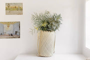 NEEPA HUT - Hanging Storage Basket, featuring indigenous zig-zag patterns, traditionally used by farmers, now versatile for yoga mats, produce, or home storage.