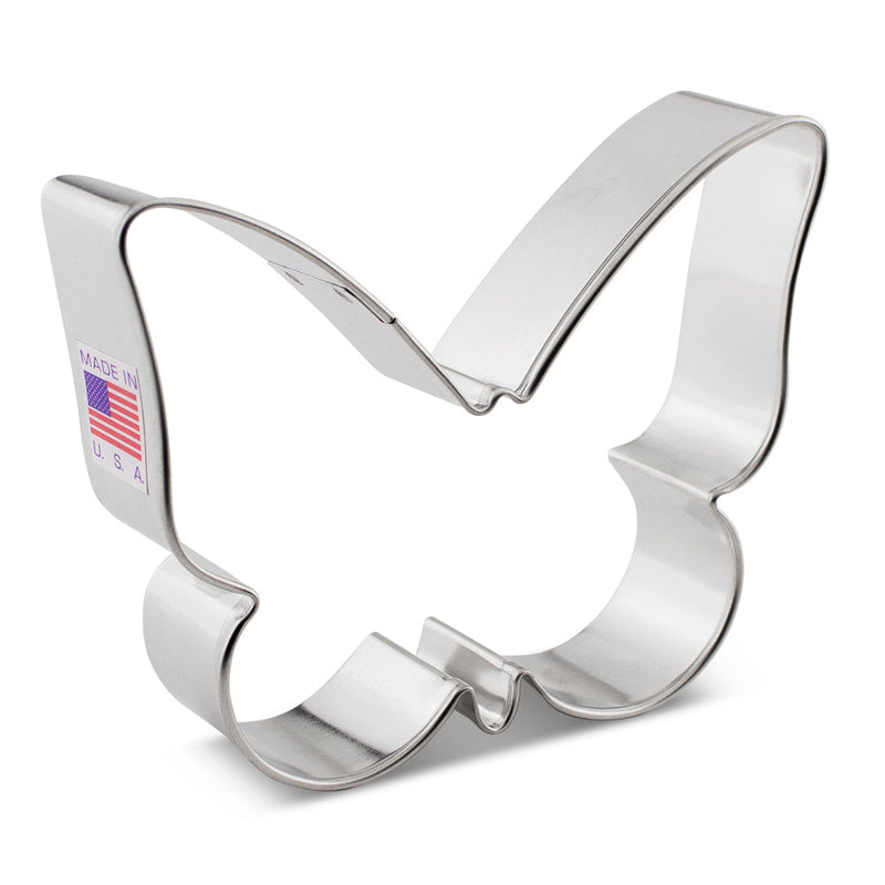 Ann Clark | Cookie Cutters - Butterfly: A silver butterfly-shaped cookie cutter, ideal for enhancing baking projects with quality and creativity, from Athens Cooks' premium kitchenware collection.