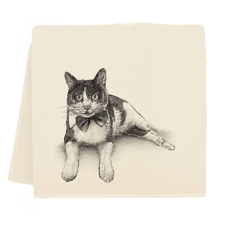 Eric & Christopher - Tuxedo Cat Tea Towel - "Sundance"