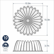 Nordic Ware | Brilliance Bundt® Pan sketch, highlighting its elegant design and intricate detailing, perfect for baking with a 10-cup capacity for showstopping cakes.