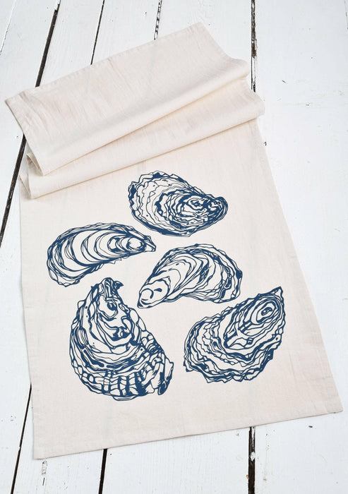 Hearth and Harrow - Oyster Tea Towel in Navy Blue - Organic Cotton - Sea Shell.