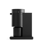 Fellow | Opus Conical Burr Grinder - Matte Black, showcasing its sleek design, 6-blade burr set, and volumetric dosing lid for precise, versatile coffee grinding.