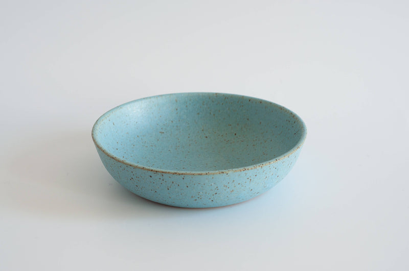 RachaelPots - Pasta Bowl Small: Sage, a hand-thrown, speckled turquoise-blue ceramic bowl, ideal for pasta or noodles, crafted in Brooklyn, NY.