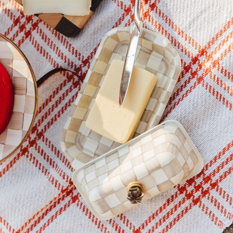 MacKenzie Childs | Mocha Check Butter Box