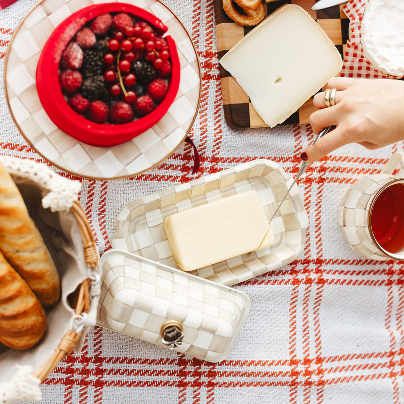 MacKenzie Childs | Mocha Check Butter Box